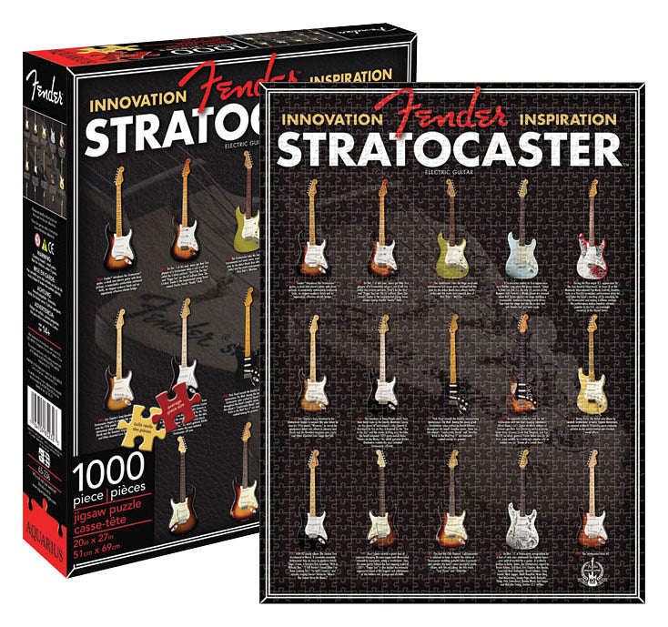 AQUARIUS Fender Stratocaster 1,000-Piece Jigsaw Puzzle: 1,000 pieces; lets you show off your fandom for the guitar; measures 20' x 27' when completed