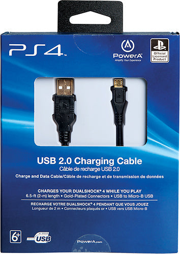 Keep your DUALSHOCK 4 charged and ready for gaming with the officially licensed USB Charging Cable for PlayStation 4 by PowerA.
