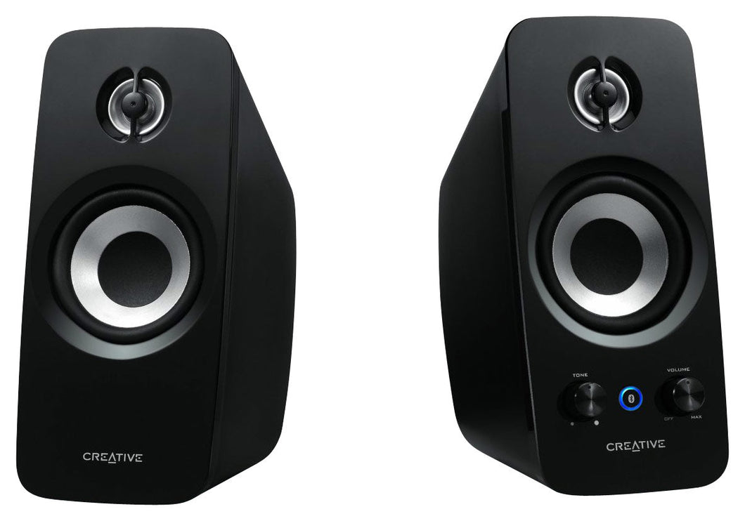 CREATIVE Inspire T15 2.0 Bluetooth Speaker System (2-Piece): Compatible with most Bluetooth-enabled devices; 10W RMS system power; BasXPort technology; auxiliary (line-in) input; headphone output