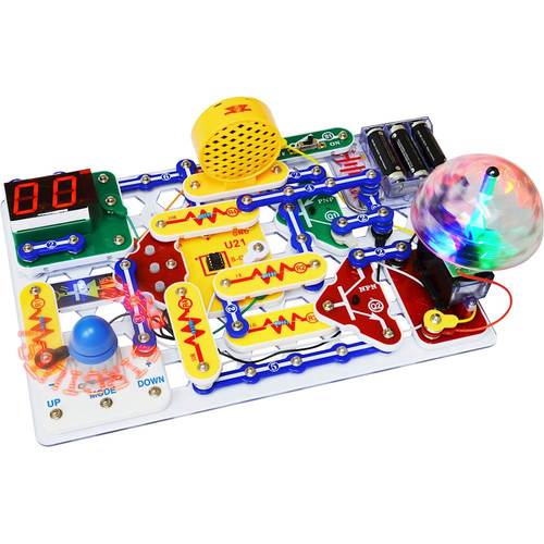 Over 200 electrical and electronic projects; 30 building blocks; battery-powered; ages 8 and up