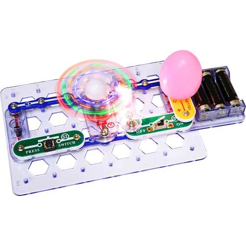 Over 20 electrical and electronic projects; 14 building blocks; battery-powered; ages 5 and up