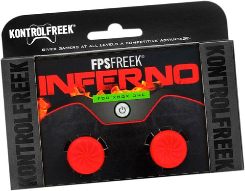 Includes two high-rise thumbsticks with a vibrant red-on-black color scheme; laser etched spiral design; concave surface