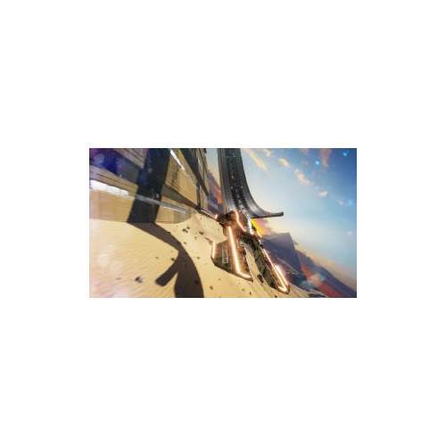 Race through a futuristic sci-fi world at incredible speeds