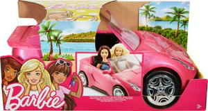 Hit the open road with this Barbie convertible; two-seater; realistically designed wheels; upholstery labels and seat belts; suitable for ages 3 and older