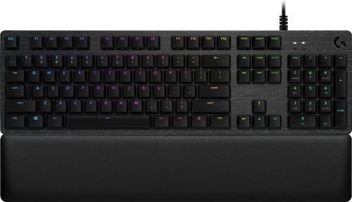 Compatible with PCUSB connectivityButton functions: multimedia, volume, macros buttons, backlight control, and moreBacklit keysAdjustable heightGX Blue Mechanical switchesBuilt-in numeric keypadPalm rest