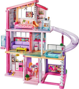 Three stories of play space; eight rooms and elevator; furniture and modern accessories; modern design; suitable for children aged 3 and older