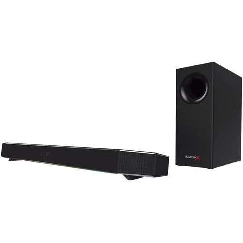 Compatible with most Bluetooth-enabled devices; 75W total system power; subwoofer; sound bar; 3.5mm auxiliary input; power adapter, USB cable, IR remote control and batteries included