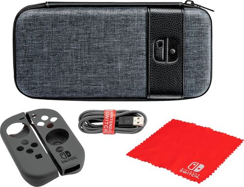 Starter kit includes travel case, Joy-Con silicone grips, USB-C power cable and cleaning cloth