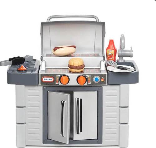 Grill with lid and side burner; develops social and sharing skills in active play format; adult assembly required; suitable for children aged 1.5 and older