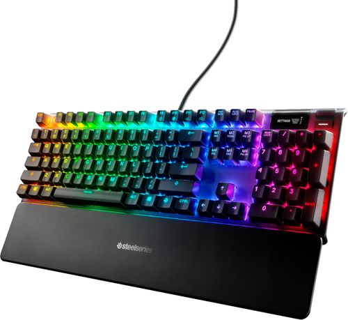 Compatible with Game console, PC and MacUSB connectivityBacklit keysOmniPoint Adjustable switchesBuilt-in numeric keypadBuilt-in displayPalm rest