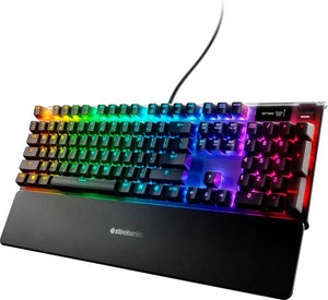 Compatible with Game console, PC and MacUSB connectivityBacklit keysRed switchesBuilt-in numeric keypadBuilt-in displayPalm rest
