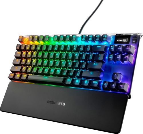 Compatible with Game console, PC and MacUSB connectivityBacklit keysRed switchesBuilt-in displayPalm rest