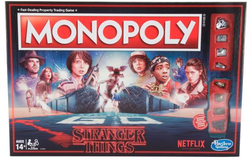 Monopoly game; Stranger Things theme; for 2 to 8 players; for ages 14 and older