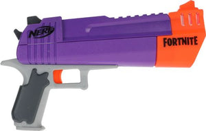 Inspired by blaster used in popular Fortnite video game; pump-action front-load design; comes with 3 official Nerf Mega darts; suitable for children ages 8 and up