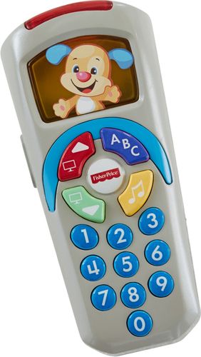 Interactive remote control; over 35 built-in sing-along songs, tunes, phrases; light-up screen; volume control; develops all-important senses; battery-powered; suitable for children ages 6 months to 3 years