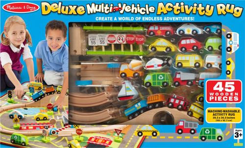 Drives around for action play; includes 19 vehicles and 12 traffic signs; for ages 3 and up