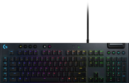 Compatible with PC and MacUSB connectivityDedicated media controls and edgeless volume wheel5 dedicated G-keysGL Clicky mechanical switchesLIGHTSYNC RGB technologyAircraft-grade aluminum alloy material