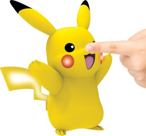 Interactive Pikachu toy; lights, sound, and motion effects; discovery and train modes of play; officially licensed product; suitable for children ages 4 and up