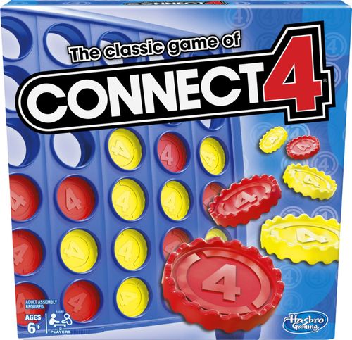 Players choose yellow or red discs. They drop the discs into the grid, starting in the middle or at the edge to stack their colored discs upwards, horizontally, or diagonally. Use strategy to block opponents while aiming to be the first player to get 4 in a row to win. For ages 6 and up.