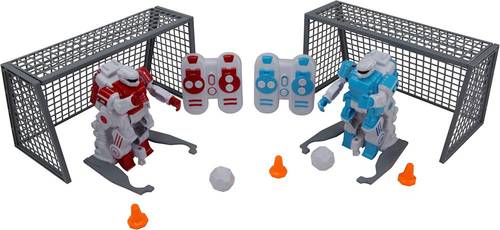 2 soccer robots; net, cones, ball, and guides included; 4-direction controls; suitable for children ages 3 and up