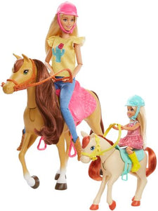 Join your favorite characters for action-packed adventures; articulation; suitable for ages 3 and up; include accessories, pony, horse, Barbie doll and Chelsea doll