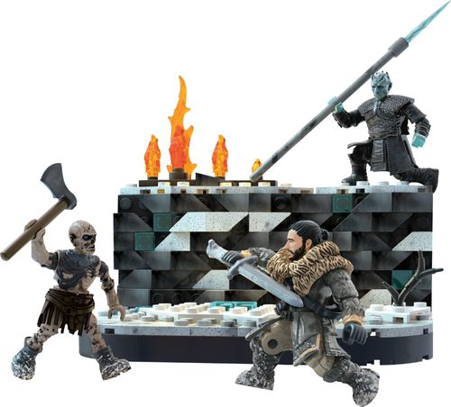 Buildable ledge setting; Jon Snow, Night King, and Undead Wight micro action figures; can be combined with Mega Construx building sets; recommended for ages 16 and up