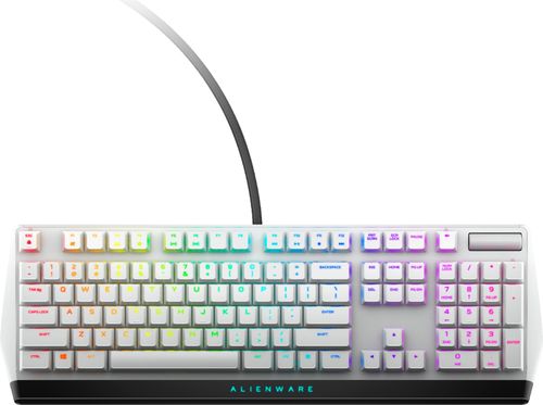 Compatible with Alienware Area-51, Aurora, M15 and more devicesUSB connectivityButton functions: mute, play/pause, stop, backward, and moreBacklit keysAdjustable heightCHERRY MX Low Profile Red switchesBuilt-in numeric keypad