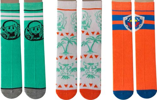 The Legend of Zelda-inspired design; casual socks; polyester and spandex materials; this size fits most foot sizes