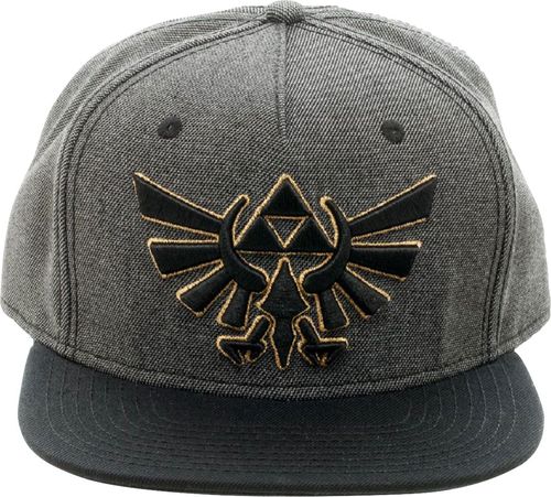 Inspired by The Legend of Zelda game; embroidered Hyrule Crest on front; 100% cotton; snapback closure