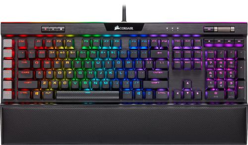 Compatible with PCUSB connectivityButton functions: volume, brightness, play/pause, stop, and moreBacklit keysAdjustable heightCHERRY MX Speed RGB Silver switchesBuilt-in numeric keypadPalm rest