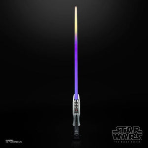 Star Wars-inspired lightsaber; light and sound effects; stand and removable kyber crystal included; suitable for ages 14 and up