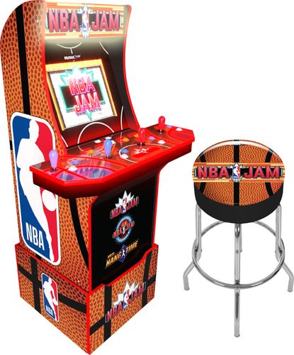 The game features 2 on 2 basketball match off and is one of the first sports games to feature real and digitized NBA-licensed teams and players! Although it features real players and teams, the game focuses on fun and emphasizes on exaggerated actions.