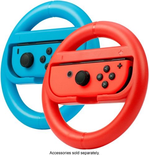 Rocketfish™ - Joy Con Racing Wheel Two Pack For Nintendo Switch - Red/Blue