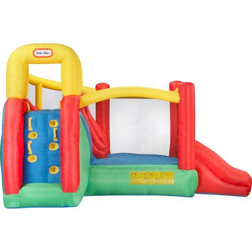 Bouncy house design; weight capacity of 250 lbs.; heavy-duty blower; bouncer storage bag; suitable for children 3 to 8 years old