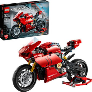 Recreate the iconic Ducati Panigale V4 R with this LEGO&#174; Technic&#8482; set, featuring 2-speed gearbox, front and rear disc brakes and V4-cylinder engine.