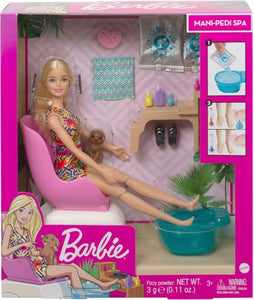 &#8203;Barbie&#174; doll is a girl on-the-go, and with self-care, she'll have energy to go even further -- with Barbie&#174; doll and her puppy, kids can play out a relaxing self-care ritual with a mani-pedi spa theme!