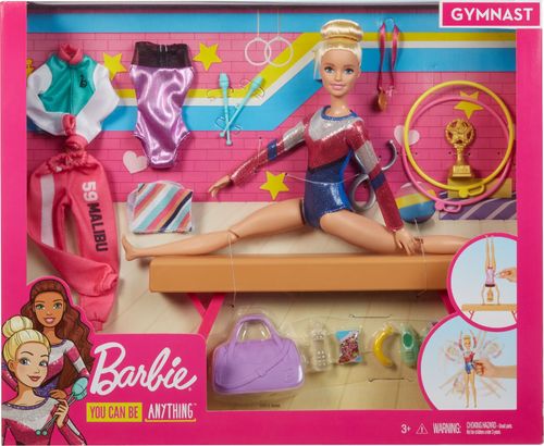 Barbie® Gymnastics Playset: Barbie® Doll with Twirling Feature, Balance Beam, 15+ Accessories