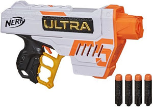 Experience Nerf Ultra blasters -- the ultimate in Nerf dart blasting! Nerf Ultra blasters have advanced design and performance to deliver extreme distance, accuracy, and speed. They include ground-breaking Nerf Ultra darts -- the farthest flying Nerf darts EVER, featuring an innovative flight tip, Aerofin technology, and Nerf Ultra foam.