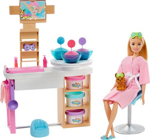 &#8203;Barbie&#174; doll is a girl on-the-go, and with self-care, she'll have energy to go even further. Kids can help Barbie&#174; doll recharge with this spa-themed playset that lets them play out a classic self-care moment -- face masks!