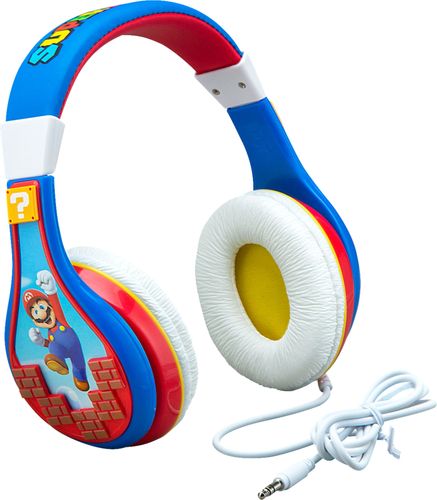 eKids Super Mario Youth Wired Over the Ear  Headphones with kid friendly sound levels and adjustable headband