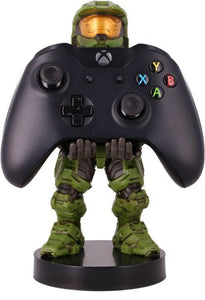 The iconic Master Chief is here, ahead of the new and exciting Halo&#8217;s Infinite. Poised in his up to date green armor and helmet, despite a near-miss from a nuclear explosion, this super soldier Cable Guy will protect and hold (with ease) most types of gaming controller, smart phone, or anything else which you can fit onto his hands.