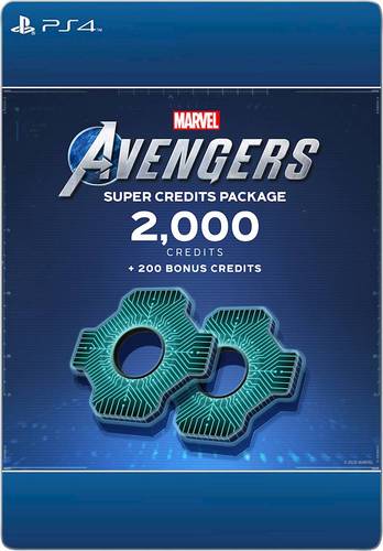 Compatible with Marvel's Avengers on Sony PlayStation 4 gaming console; redeemable for in-game 2000 credits and 200 bonus credits; $19.99 value