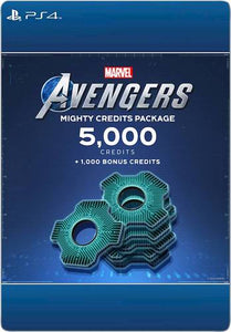 Compatible with Marvel's Avengers on Sony PlayStation 4 gaming console; redeemable for in-game 5000 credits and 1000 bonus credits; $49.99 value