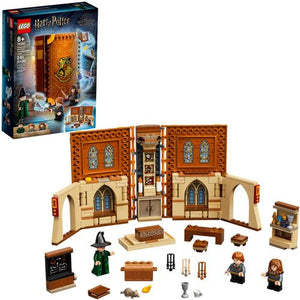 An instant LEGO&#174; Harry Potter&#8482; playset inside a brick-built book playset, with characters and features from the magical Transfiguration classroom.