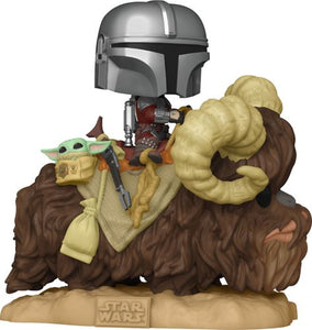 Celebrate the most stellar fandom of them all and the bounty hunting escapades of The Mandalorian with a Pop! Deluxe featuring the Mandalorian with the Child on Bantha.  Vinyl bobblehead set is approximately 6.75-inches tall.