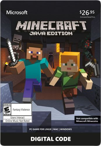 Minecraft is a game about placing blocks and going on adventures. Minecraft Java Edition gives you wide-ranging options to create new ways to play, explore the depths of your own worlds, and survive in amazing community made maps, servers and more!