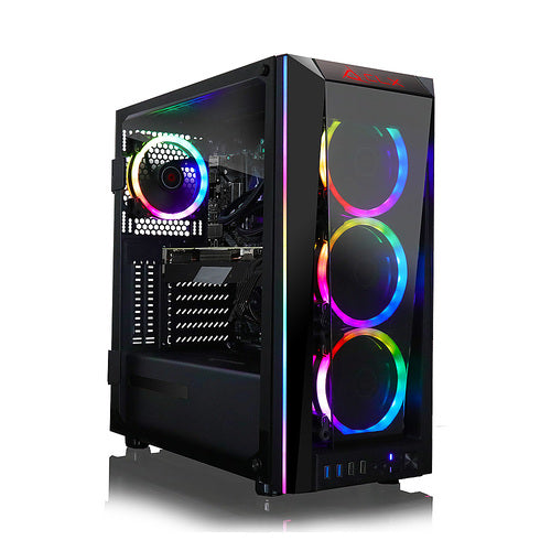 Windows 10 Home 64-bitNVIDIA GeForce RTX 3070 8GB dedicated graphicsTechnical details: Intel Core i9 9900KF processor; 16GB memory; 480GB solid-state drive; 2TB hard driveSpecial features: Liquid-Cooled; RGB Fans; G-SYNC compatible; Multiple Monitor Support; Oculus ready; built-in wireless networking; Bluetooth; HDMI output