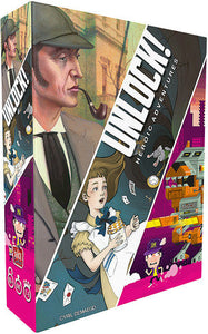 Heroic Adventures, a brand new format for UNLOCK! in North America. This box includes 3 new Adventures. In Insert Coin, players must avoid &#8220;Game Over&#8221; by triumphing over multiple levels of video game adventures! Then in Sherlock Holmes - The Scarlet Thread of Murder, the master sleuth is on a very strange case and needs players&#8217; help to solve the mystery.