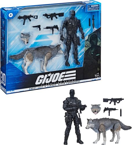 Includes: G.I. Joe Classified Series Snake Eyes & Timber action figures and  accessories. Ages 4 and up Warning: Choking Hazard - Small parts. Not for children under 3 years.