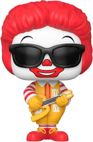 Add Ronald McDonald to your POP Ads Icon collection.  Ronald McDonald, the mascot for the McDonalds restaurants is 'Rocking Out' in this stylized Pop!  Vinyl figure stands 3.75-inches tall.  Collect all the McDonalds POP's!  Packaged in a window display box is an excellent way to showcase Ronald!